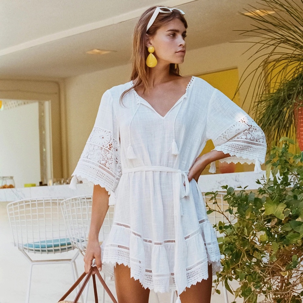 Spell and the Gypsy Abigail Lace Mini Dress in White (imported)